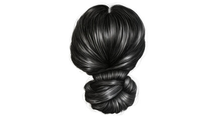 Fototapeta premium Elegant Black Hair Bun – Transparent Background