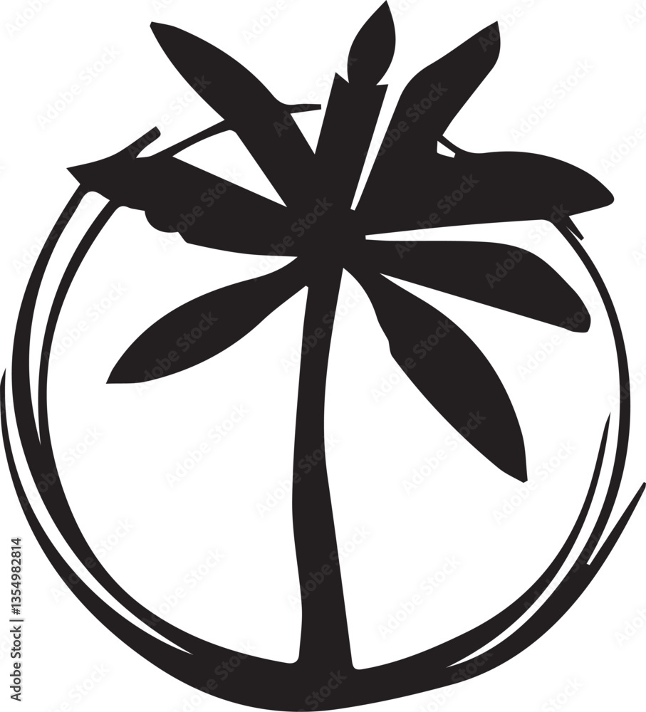 Poster palm tree icon on white background for graphic and web design.