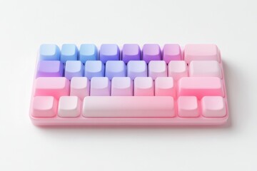 Pastel-colored keyboard with ombre effect.  Soft-toned keys in a gradient of pink, purple, and blue.  Modern, ergonomic design