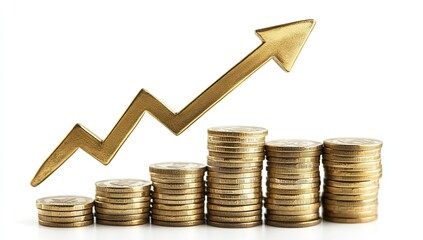 Gold upward trend graph over stacked coins