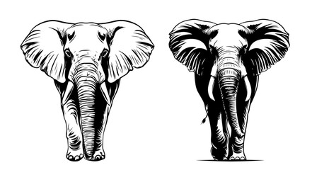 elephant front view black vector silhouette © Mago