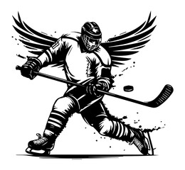 ice hockey player black vector silhouette