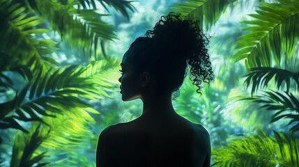 Woman Silhouette Tropical Garden