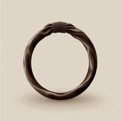 Vector design of an elastic hair tie, rounded loop design, dark brown color, smooth clean lines, sharp edges, isolated on a blank background, minimalist and versatile style.