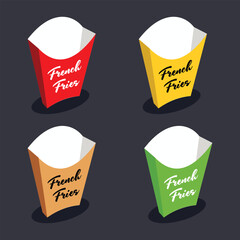 Colorful French Fries box packaging design vector illustration