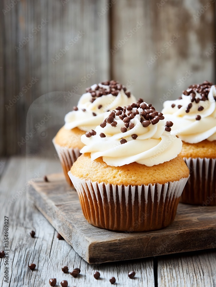 Poster delicious cupcakes topped with fluffy frosting and chocolate sprinkles perfect for celebrating speci
