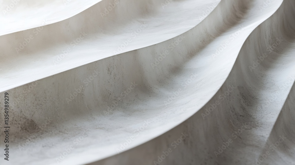 Leinwandbilder Elegant curved layers of smooth concrete creating a serene contemporary surface design : Generative AI