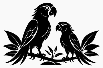 Parrot bird silhouette black vector
