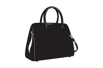 Black Silhouette Handbag Icons Fashionable Purse Vector Set 