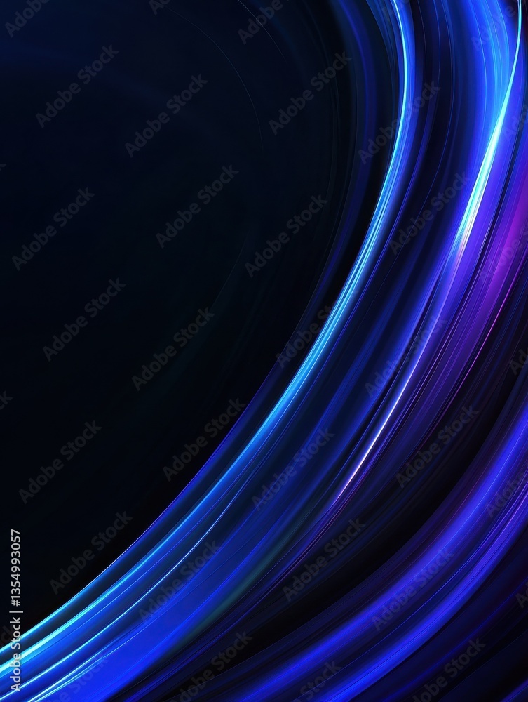 Poster abstract blue light speed lines background, fast moving in curved path with motion blur effect. digi