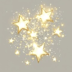 Obraz premium Vector sparkle stars, radiant white tones with soft golden accents, clean sharp edges, varying shapes and sizes, isolated on a blank background, cheerful and versatile.