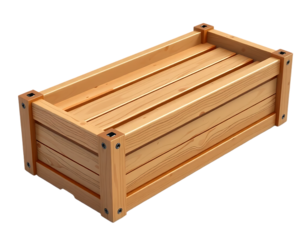 Wooden crate isolated on a transparent background.