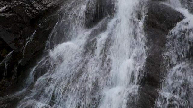 Russia, Krasnaya Polyana, Rosa Khutor, waterfall closeup