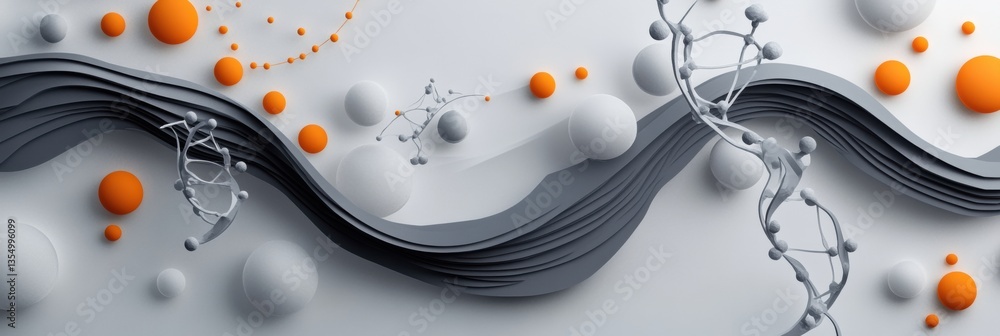 Aufkleber futuristic science-inspired background showcasing molecular structures and dna helixes with intercon