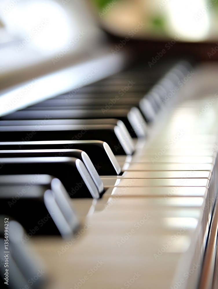 Poster closeup view of piano keys in a softfocused artistic composition : generative ai