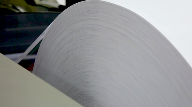 Printing mechanism. Large paper roll close-up