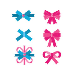 Obraz premium Set of Ribbon banner label collection design vector illustration