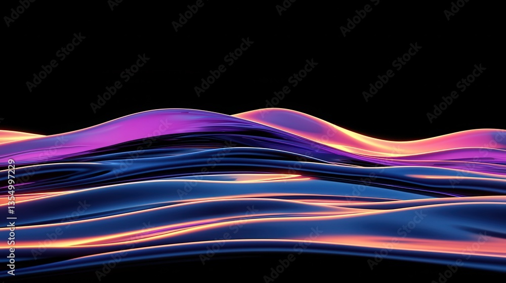 Aufkleber abstract colorful liquid waves flowing dynamically on black background modern art design