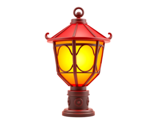 Red lantern, vintage garden lamp with a warm glow