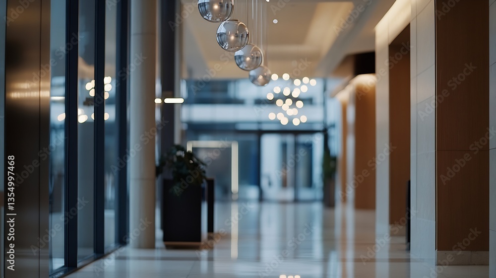Aufkleber modern business hallway with elegant lighting and sleek design showcasing contemporary architecture 