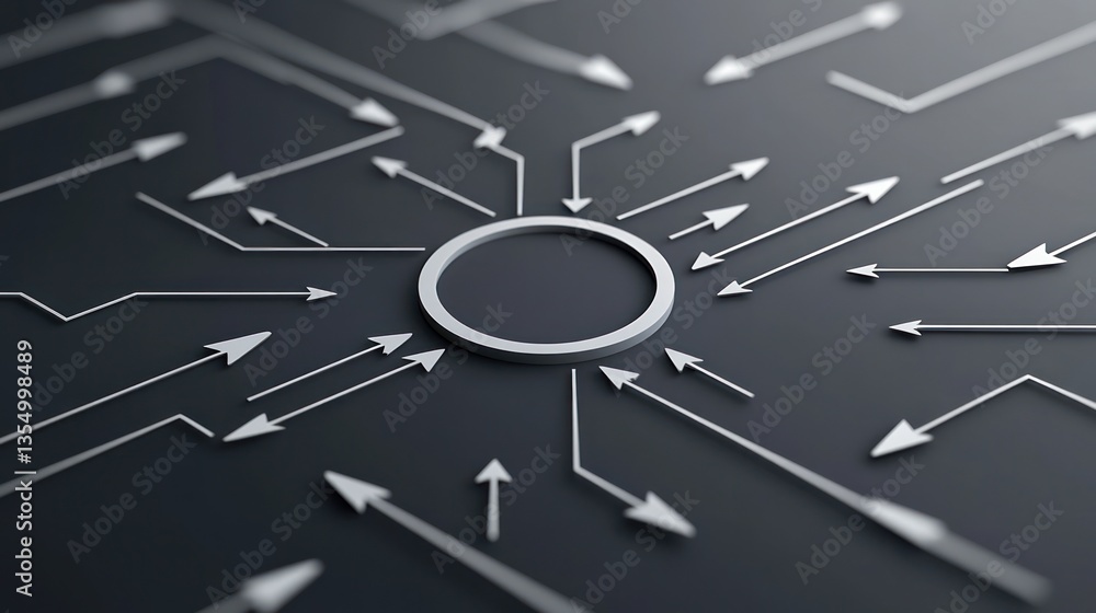 Aufkleber abstract circuit board design with arrows and a central circle; technology background image; potenti