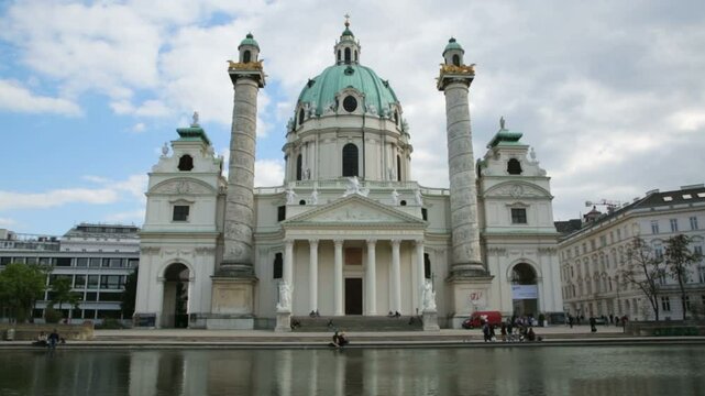 AUSTRIA, VIENNA - APRIL 18, 2016: Karlskirche (St. Charles's Church) in sunny da