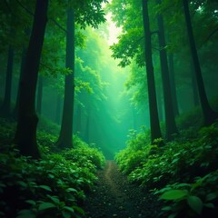 Obraz premium Dense understory of a lowland tropical rainforest, trees, jungle, dense