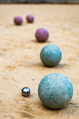 Detail of the Creole bocce ball set