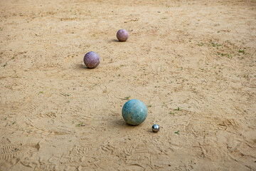 Detail of the Creole bocce ball set