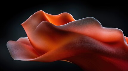 Fototapeta premium Abstract close-up of a vibrant, flowing petal. Soft, wavy textures and warm hues create a captivating visual