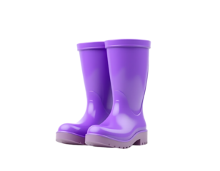 Purple rain boots isolated on transparent background