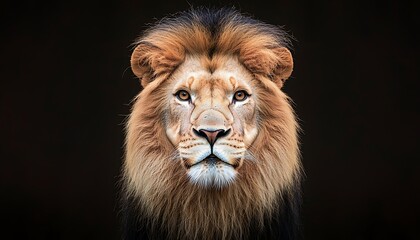 Fototapeta premium Majestic Lion Portrait for Dark Background.