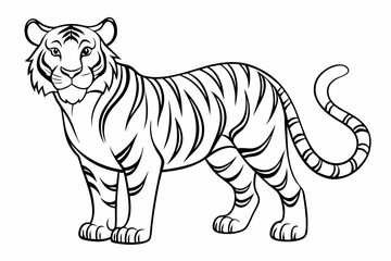 Naklejka premium coloring page line art the tiger black vector