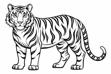 coloring page line art the tiger black vector