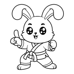 Bunny is learning martial arts, for coloring