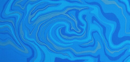 Obraz premium Deep azure abstract swirls on coarse canvas texture, wallpaper, acrylic