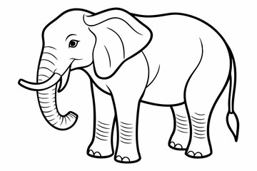 coloring page line art the elephant black vector