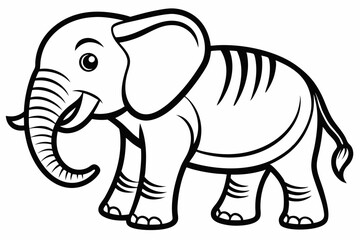 coloring page line art the elephant black vector