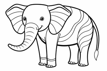 coloring page line art the elephant black vector