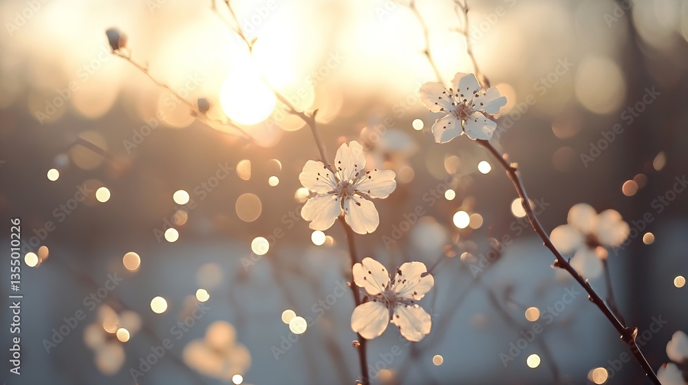 Leinwandbilder delicate blossoms capturing sunlight with beautiful bokeh effect in the background : generative ai