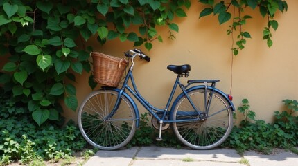 Fototapeta premium Bicycle Wall Leaves Rust Nat, world bicycle day