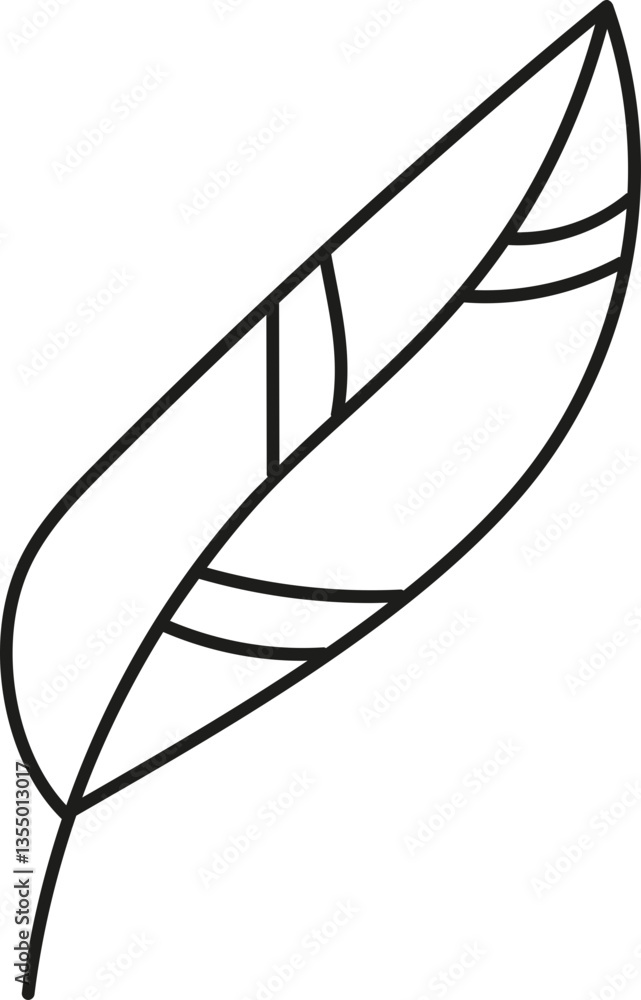 Poster boho easter simple line drawing of a leaf with patterned details. in doodle style