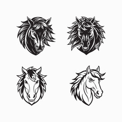 majestic black and white horse illustration vector art, bold and elegant