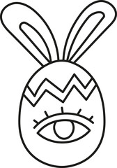 boho easter Easter egg with bunny ears and an eye design. in doodle style