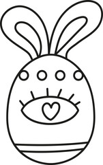 boho easter Cute bunny illustration with decorative features and a heart. in doodle style