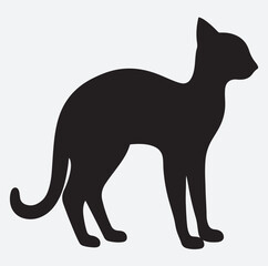 a standing cat silhouette vector art illustration, black cat silhouette