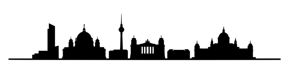 historic city skyline with monuments black vector print shape engraving silhouette