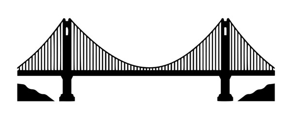 suspension bridge silhouette with towers and cables