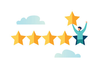 Vector illustration, customer feedback rating, feedback rating and feedback, highest rating, business satisfaction vector support