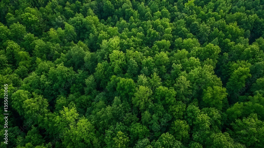 Poster aerial view of a lush green forest canopy showcasing the diversity of nature and healthy ecosystems 
